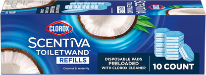 Clorox Scentiva ToiletWand Refills, Coconut and Waterlily, 10 Count