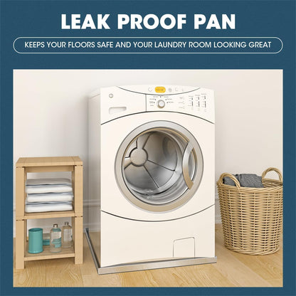 Washing Machine Pan-30" x 32" x 2.5", Heavy Duty 304 Stainless Steel, Washing Machine Tray with Anti-Slip Bottom Pad, Raised Edge Drain Pan, No Hole, Leak Protection for Laundry Room