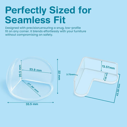 15 Pcs L-Shape Corner Protector for Baby Proofing – Clear 4cm x 4cm Edge Safety Bumpers for Furniture & Sharp Table Corners – Slim Profile Secure Adhesive Gel Pads Included