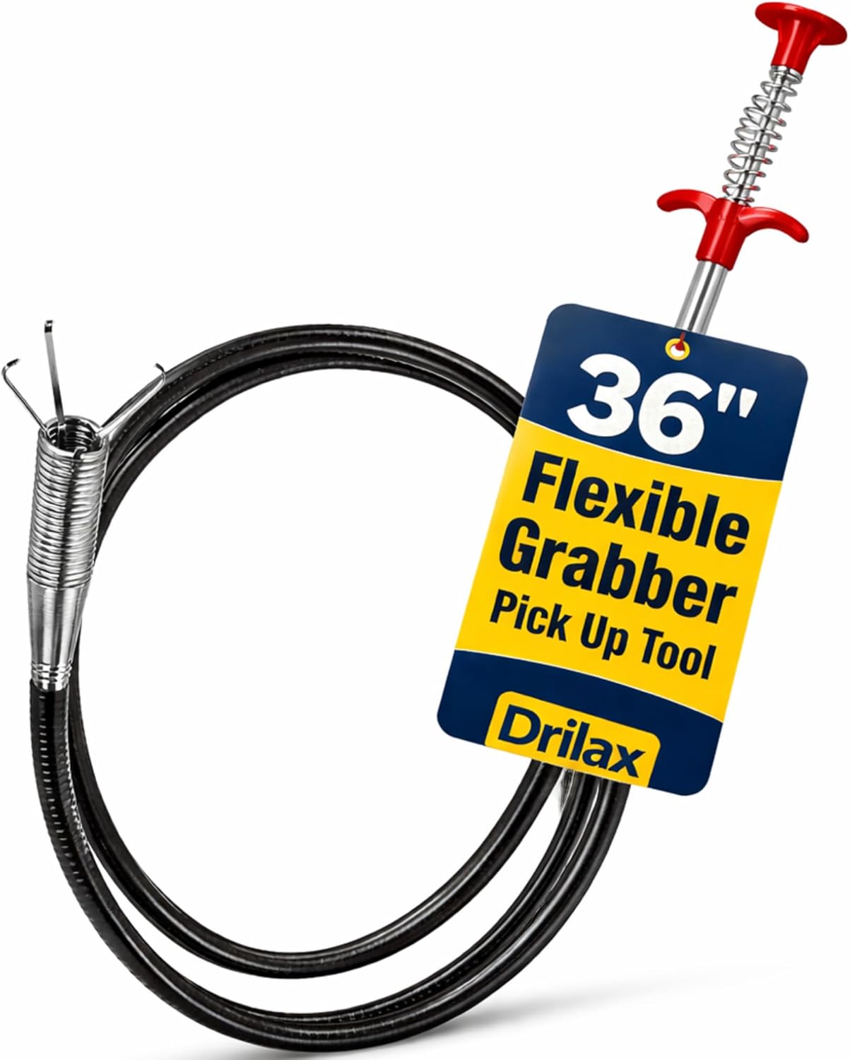 Drilax 36 Inch Drain Clog Remover Tool, Flexible Grabber with Claw, Hair Removal for Sink Shower Tub, Bendable Retrieval Tool for Drains, Pipes, Kitchen Bathroom RV