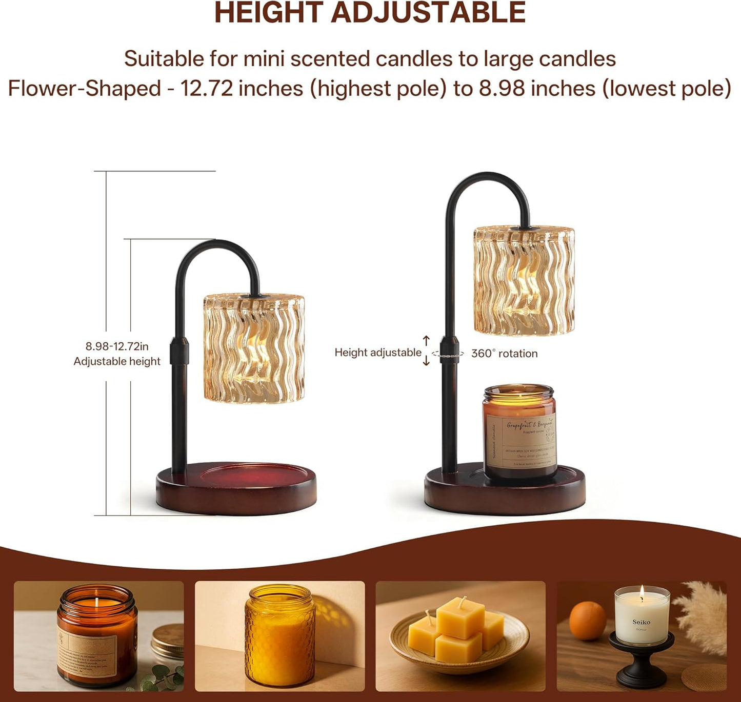 Homelist Candle Warmer Lamp with Timer, Height Adjustable Candle Lamp, Home Decor, Wax Melt Warmer for Birthday Chrismas Holiday Gifts for Mom, Women, Sister