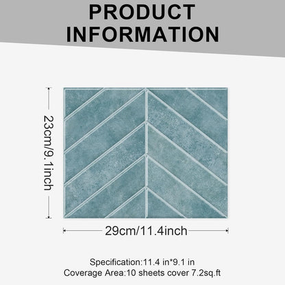 10 Sheets Thicker Design Peel and Stick Backsplash, 3D Self Adhesive Peel and Stick Wall Tile Backsplash for Kitchen, Bathroom, 11.4"x9.1", Beige