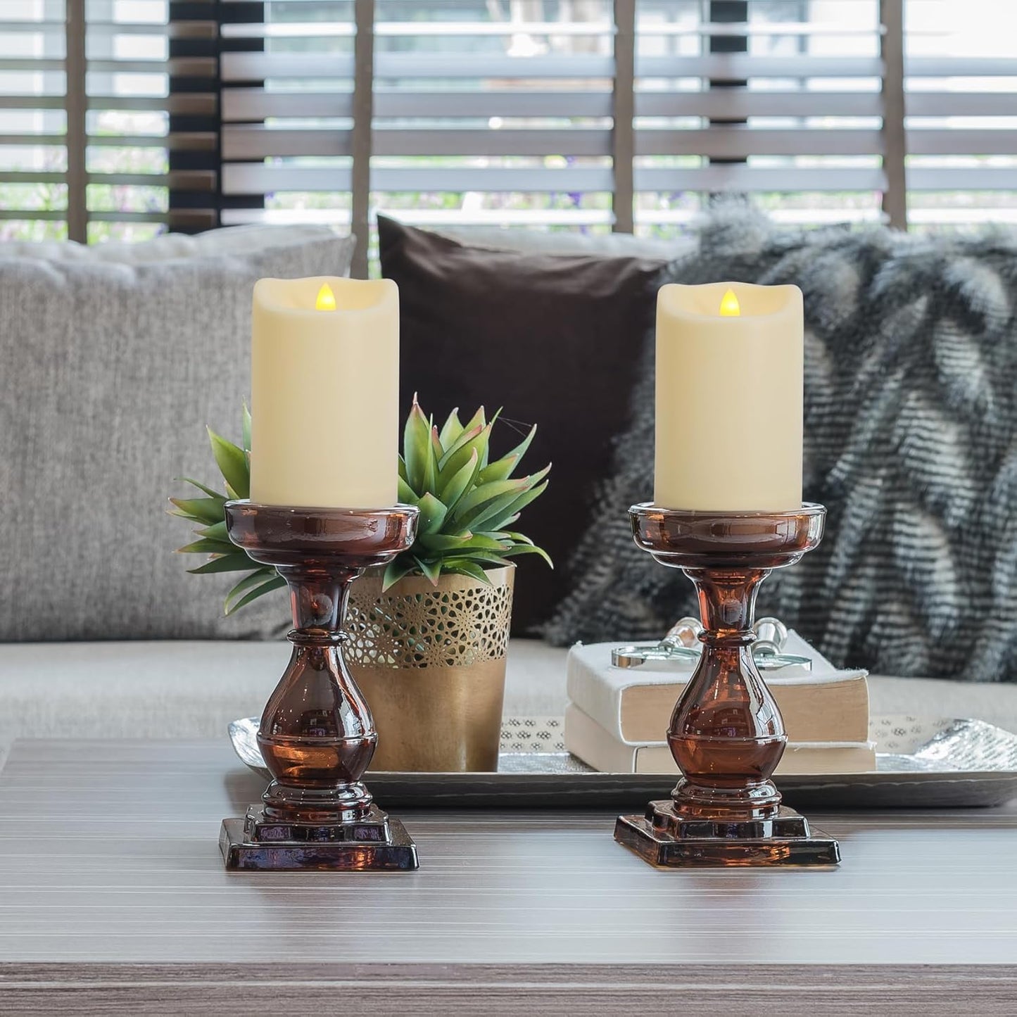 Flameless Flickering Candles with Remote and Timers, 1000 Hours Waterproof Outdoor Indoor Battery Operated LED Pillar Candles, Ivory Plastic, Set of 3(D 3" x H 4" 5" 6")