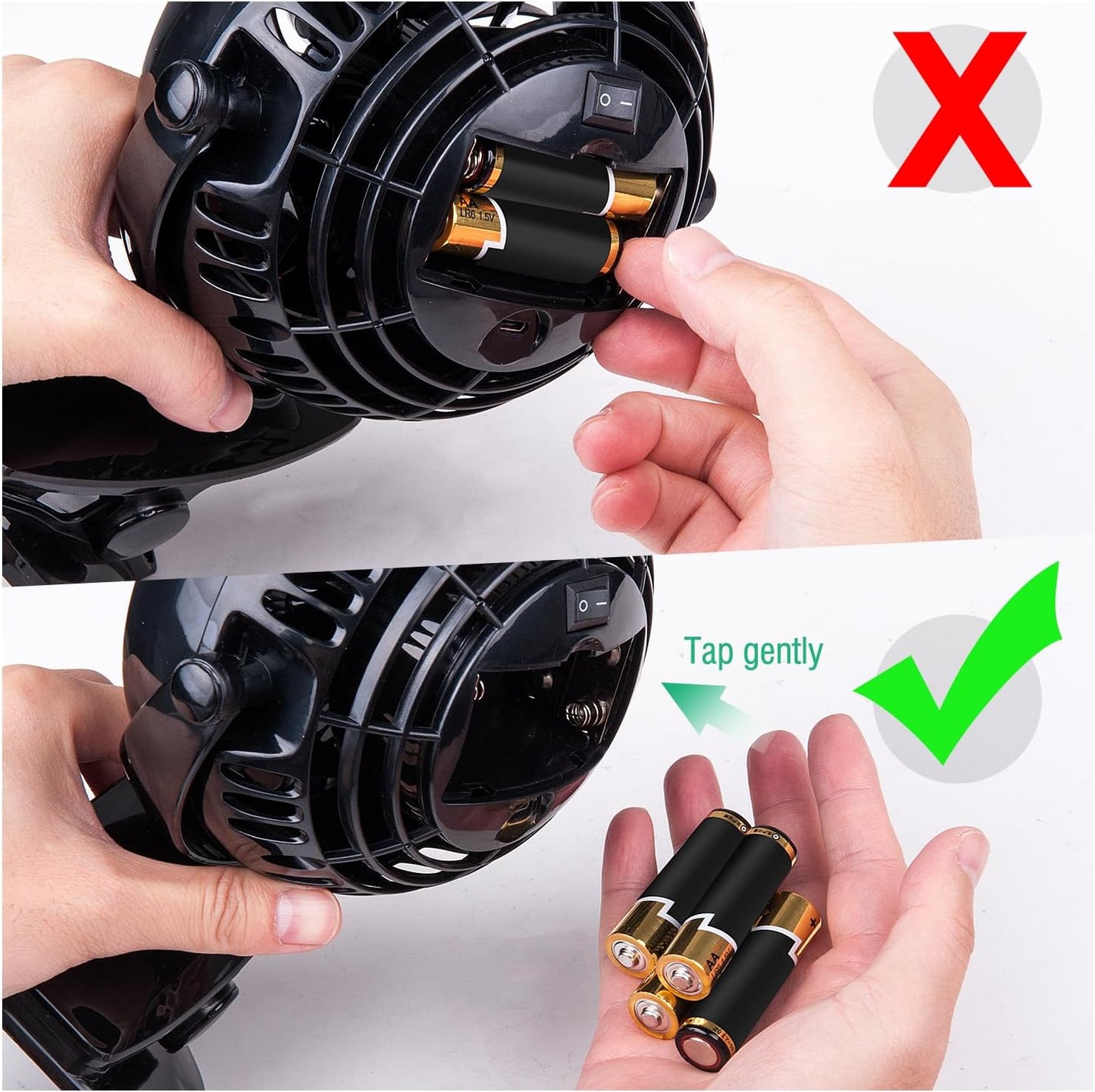 Gazeled Clip on Fan Battery Operated, 360° Rotation, with 8 Free AA Batteries, Quiet USB or Battery Operated Fan, 5'' Portable Battery Powered Clip on Fans for Camping, Stroller, Bedroom, Outdoor