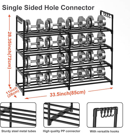 3 Row 4 Tier Long Shoe Rack, Black Metal Stackable Shoe Shelf with Multifunctional Hooks, Shoe Storage Hold 24-30 Pairs, Space Saving Shoe Organizer for Closet,Wide Shoe Rack
