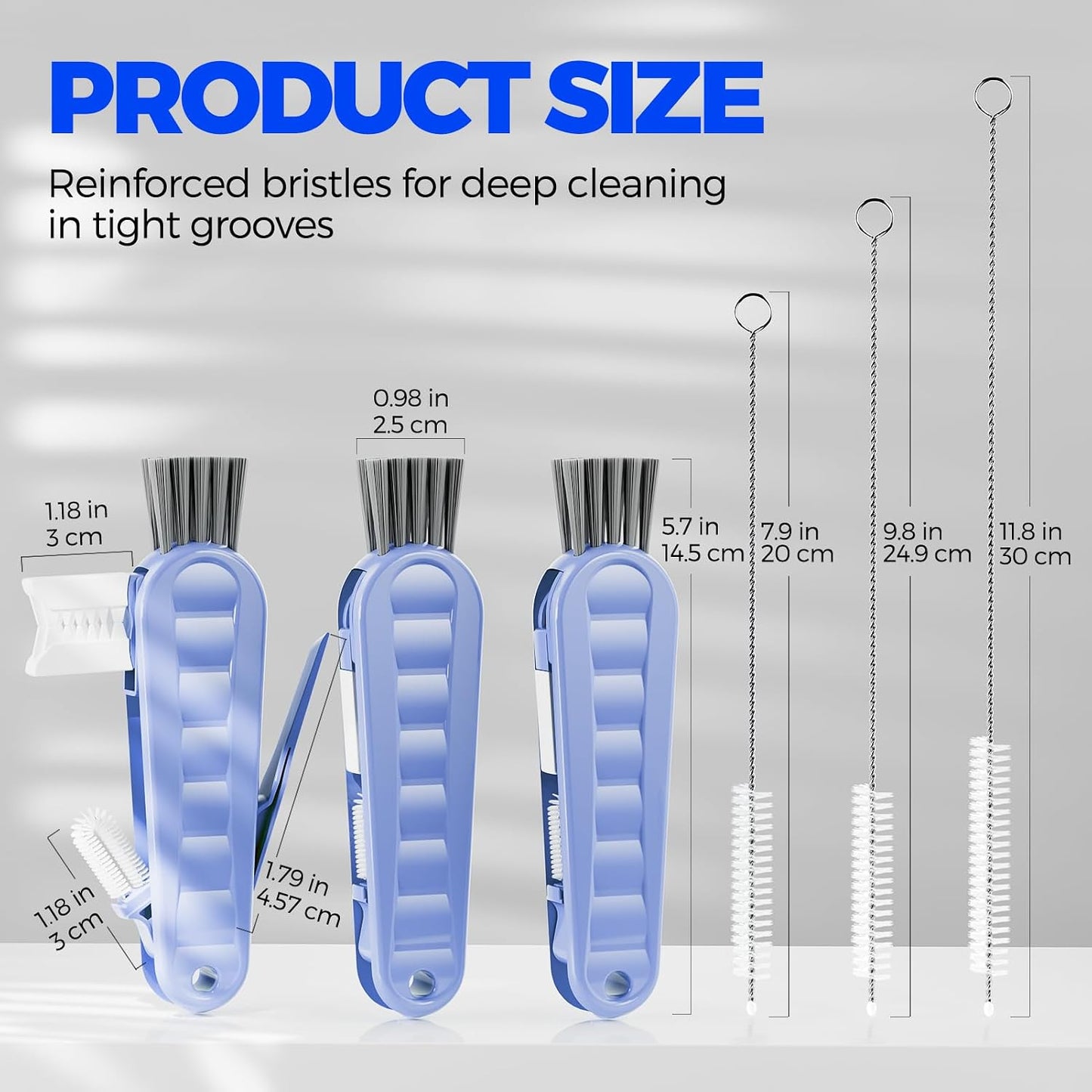 6 Pack Holikme 4 in 1 Cup Lid Cleaning Brush Set with 3 Straws, Multifunctional Bottle Brush, Silicone Cup Lid Gap Cleaner, Bristle Crevice Cleaning Brush, Flat End Brushes, Navy & Black & Olive