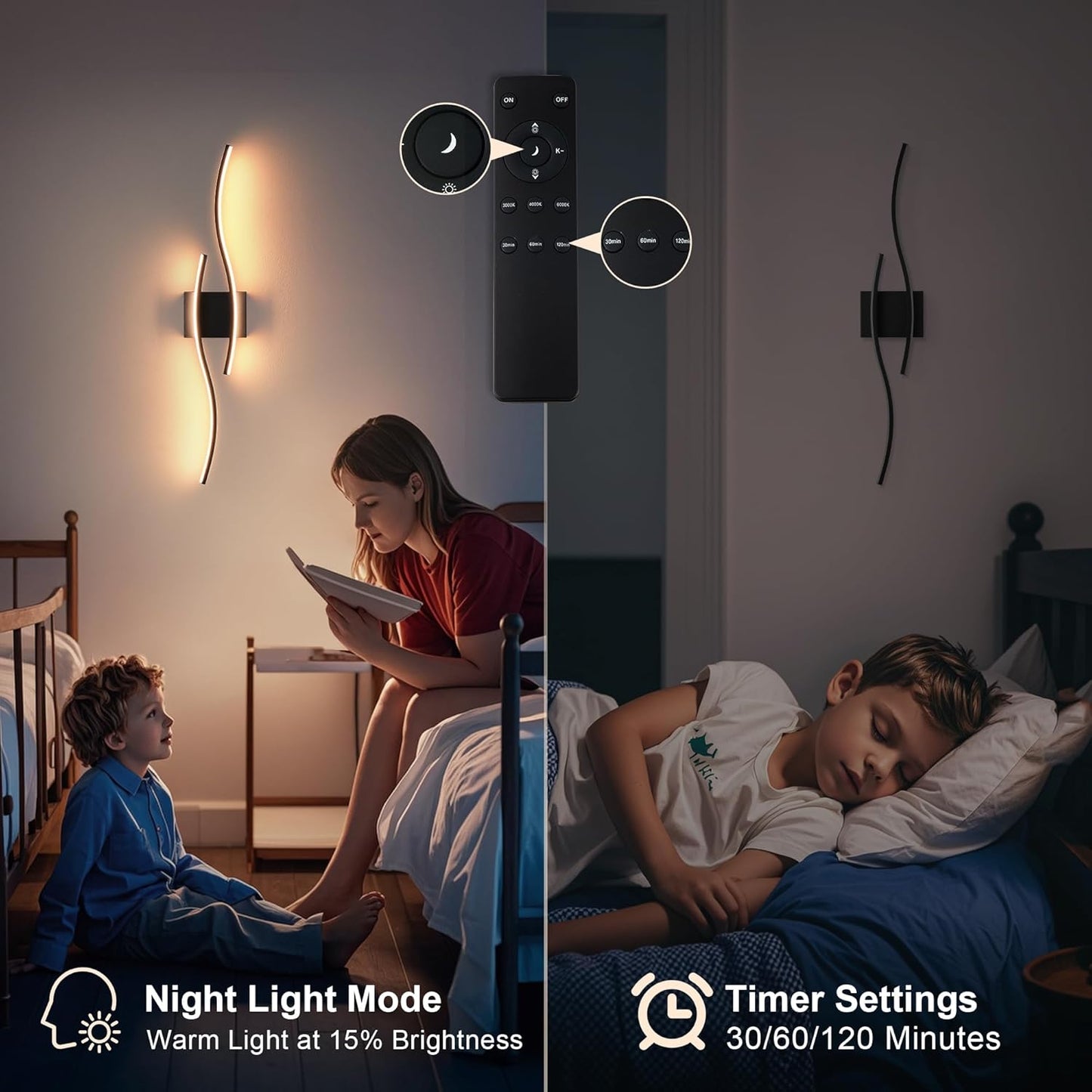 KARTOOSH Battery Operated Wall Sconces Set of Two with Remote Control, Dimmable/3 Colors/Night-Light/Timer/Memory, Gold Modern Wireless LED Sconce for Living Room, Hallway, Bedroom, 27.5 Inch (2 Pack)