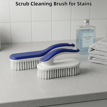 Cleaning Scrub Brushes Set, Ergonomic Long & Short Handle Cleaning Brushes, Non-Shedding Soft Moderate Hardness Bristles for Laundry Stains, Shoe Care, Fabric & Hard Surface Household Deep Cleaning