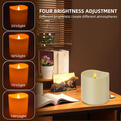 Set of 2 Flameless LED Candles with 2 Remotes, 4x6 Inch Battery Powered Plastic Pillar Candles, Flickering Flame with Timer & Dimming, Ivory – Elegant, Safe Lighting for Home, Wedding, Holiday