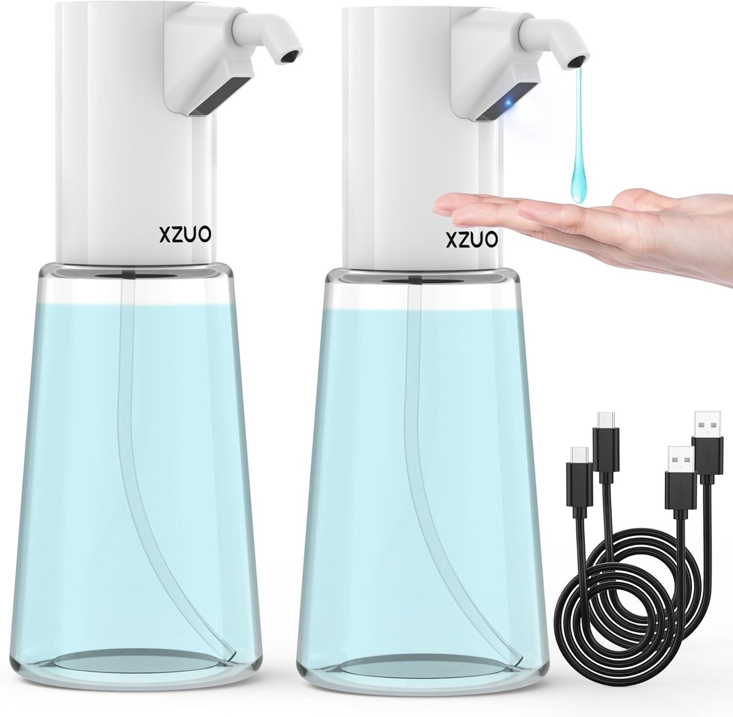 Automatic Soap Dispenser Touchless, Rechargeable 15oz/400ML Large Capacity Four-Level Adjustable Dispenser Volume Suitable for Bathroom and Kitchen (White)