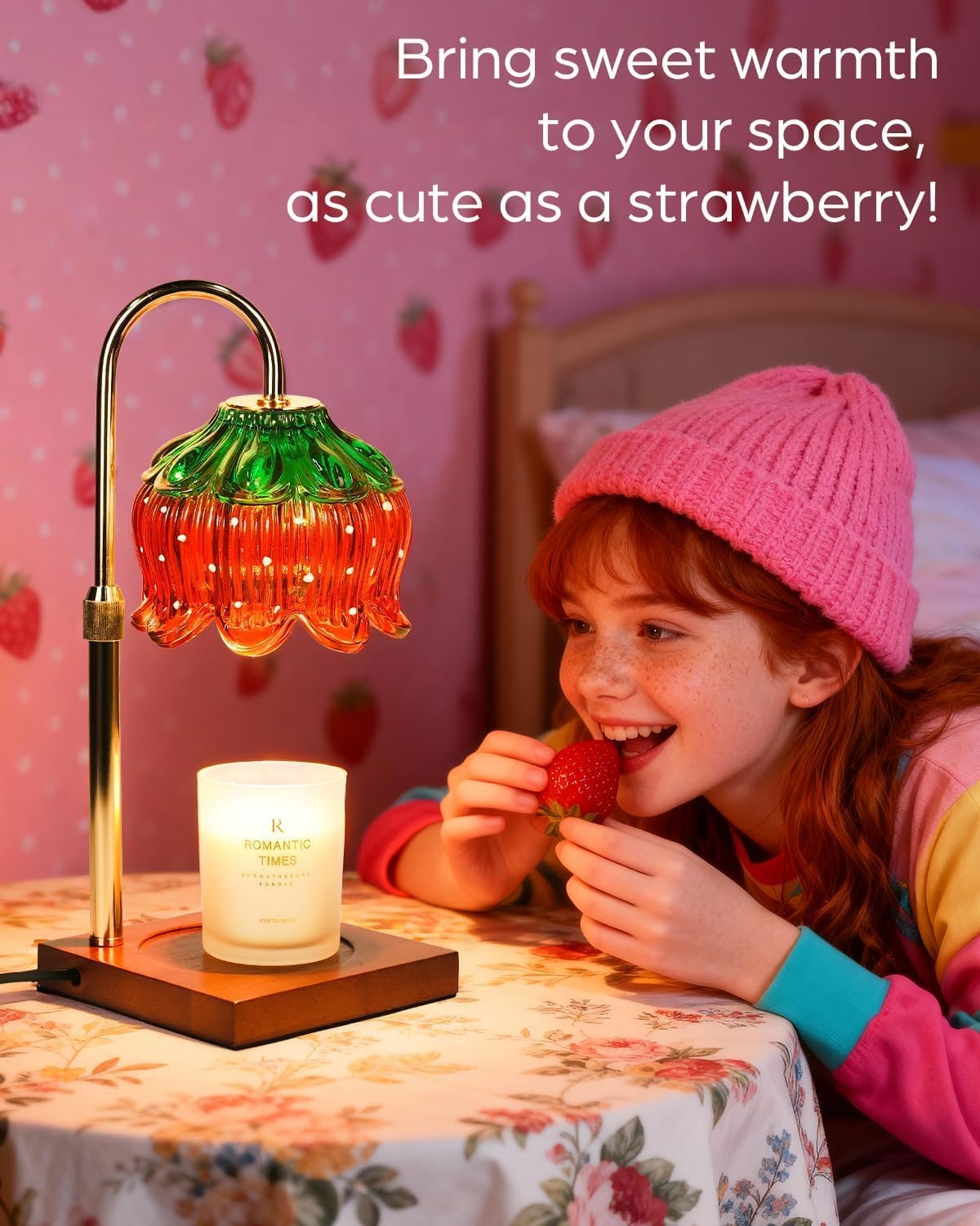 Funistree Flower Candle Warmer Lamp with Timer & Dimmer, Adjustable Height Candle Warmer, Christmas Birthday Gifts for Women Mom, House Warming New Home Decor, Wax Warmer with 2 Bulbs for Jar Candles