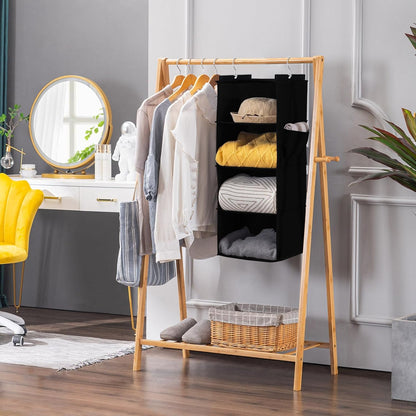 YOUDENOVA Hanging Closet Organizer, 4-Shelf Closet Hanging Storage Shelves, Grey