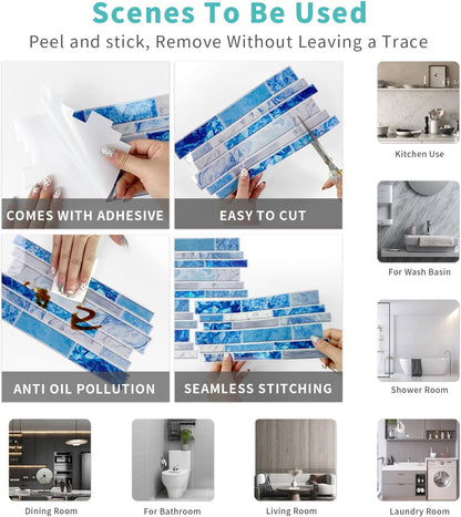 36 Sheets of Self Adhesive Marble Tile Wall Tiles Vinyl Sticker | 9.68 x 4.72in Water Resistant, Easy to Stick and Peel off, Suitable for DIY Decoration on Ceilings and Walls (Black)