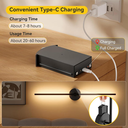Ouyulong Battery Operated Wall Sconces Set of 2, 10000mAh Wireless Rechargeable 3000-6000K Dimmable 350° Rotate Wall Light with Remote for Living Room, Bedroom 31.6in Black