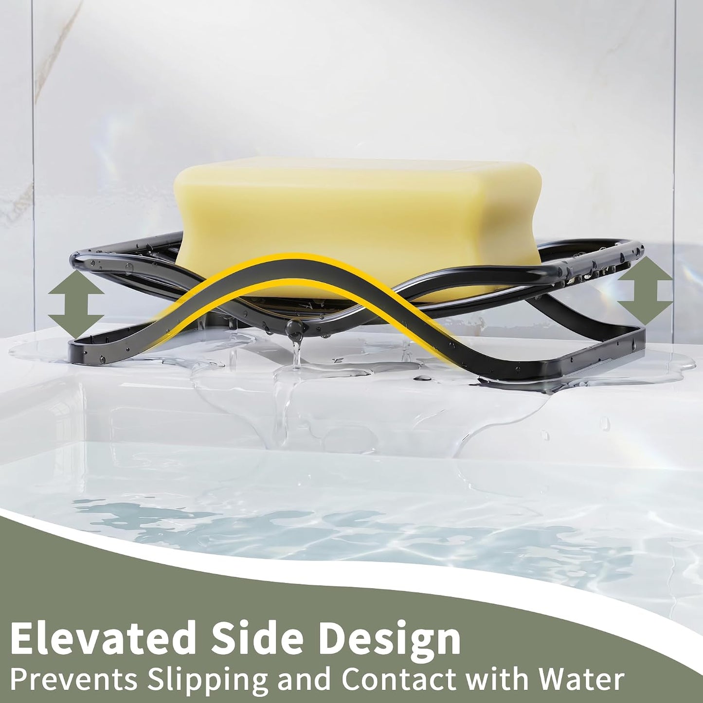 KEGII Self Draining Bar Soap Dish Holder for Shower | Self Adhesive & Free Standing, Stainless Steel, Sponge Holder, For Bathroom, Bathtub, Kitchen Sink