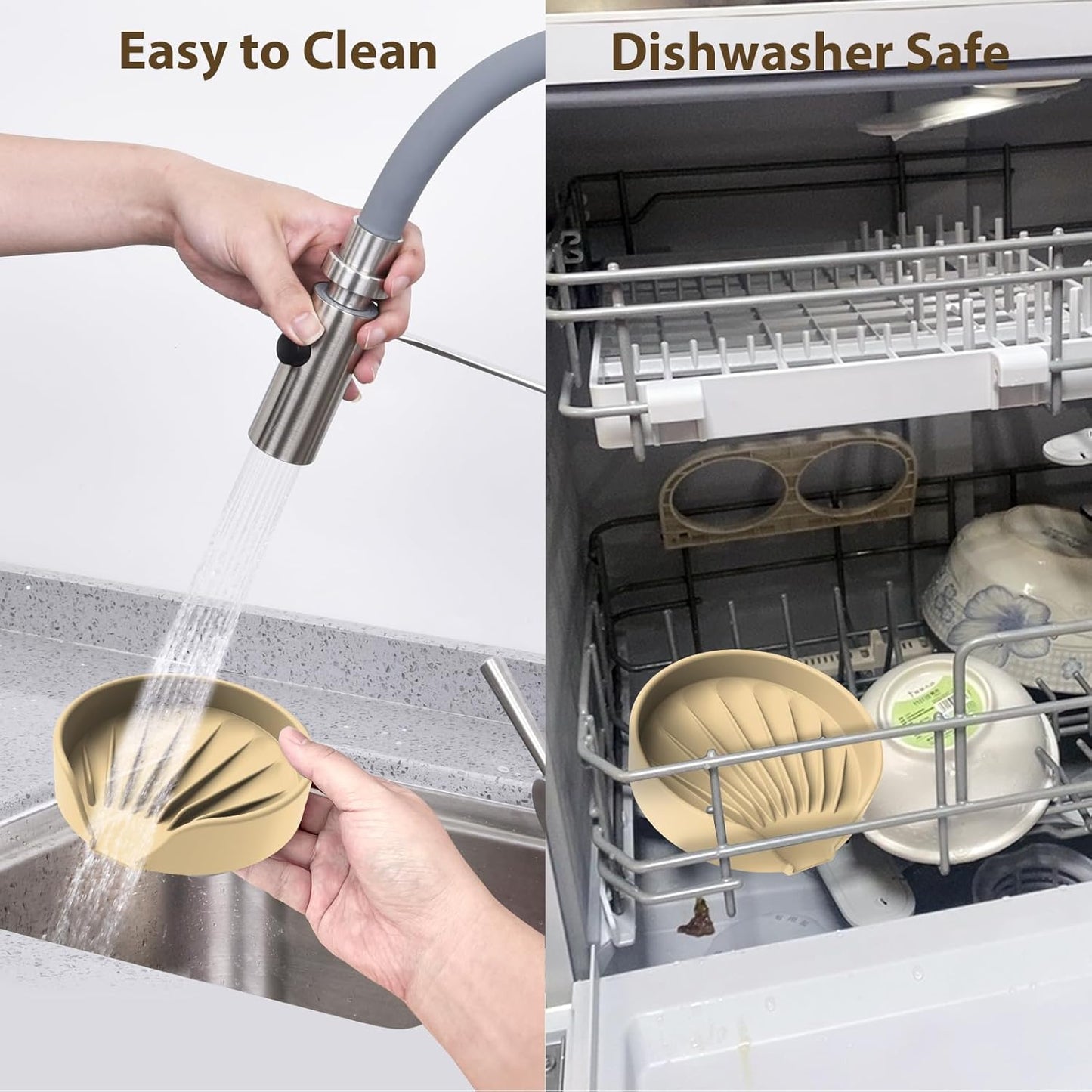 Sponge Holder for Scrub Daddy with Suction Cups and Drain Spout Kitchen Sink Caddy Organizer, Soap Dishes Holder Accessories Rack, Dishwasher Safe - 4.7"x4.7", Green