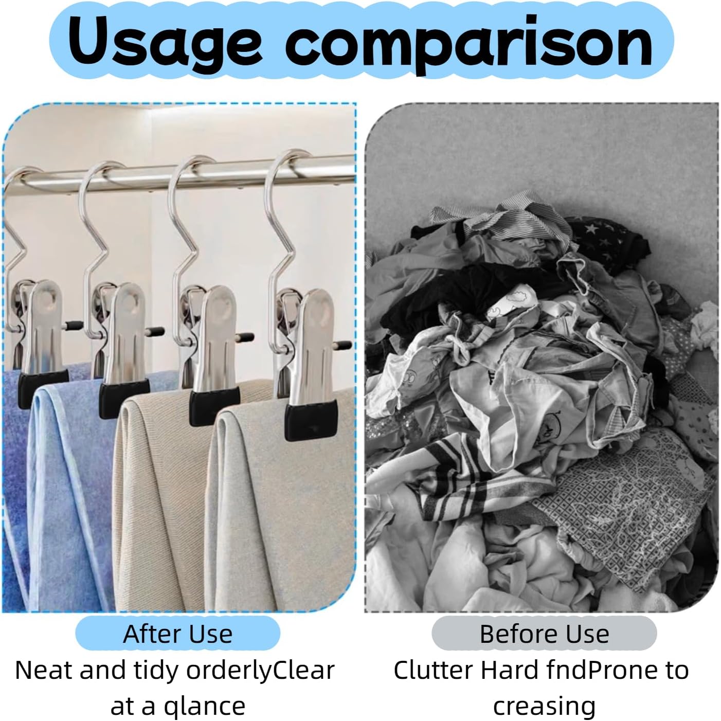 100 Pack Heavy Duty Boot Hanger Clips, Stainless Steel Laundry Hooks with Silicone Clip for Hanging Boots, Pants, Socks, Towels - Space Saving Closet Organizer for Travel & Home