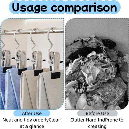 100 Pack Heavy Duty Boot Hanger Clips, Stainless Steel Laundry Hooks with Silicone Clip for Hanging Boots, Pants, Socks, Towels - Space Saving Closet Organizer for Travel & Home