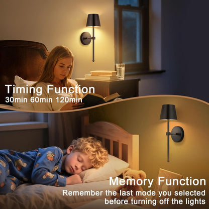 LIGHTESS Battery Operated Wall Sconce Set of Two with Touch and Remote Control, Dimmable Rechargeable Wall Lights for Living Room, Bedroom, Hallway (Gold)