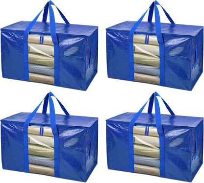 BALEINE 6-Pack Oversized Moving Bags with Reinforced Handles, Heavy-Duty Storage Tote for Clothes, Moving Supplies (Clear, 6-Pack)