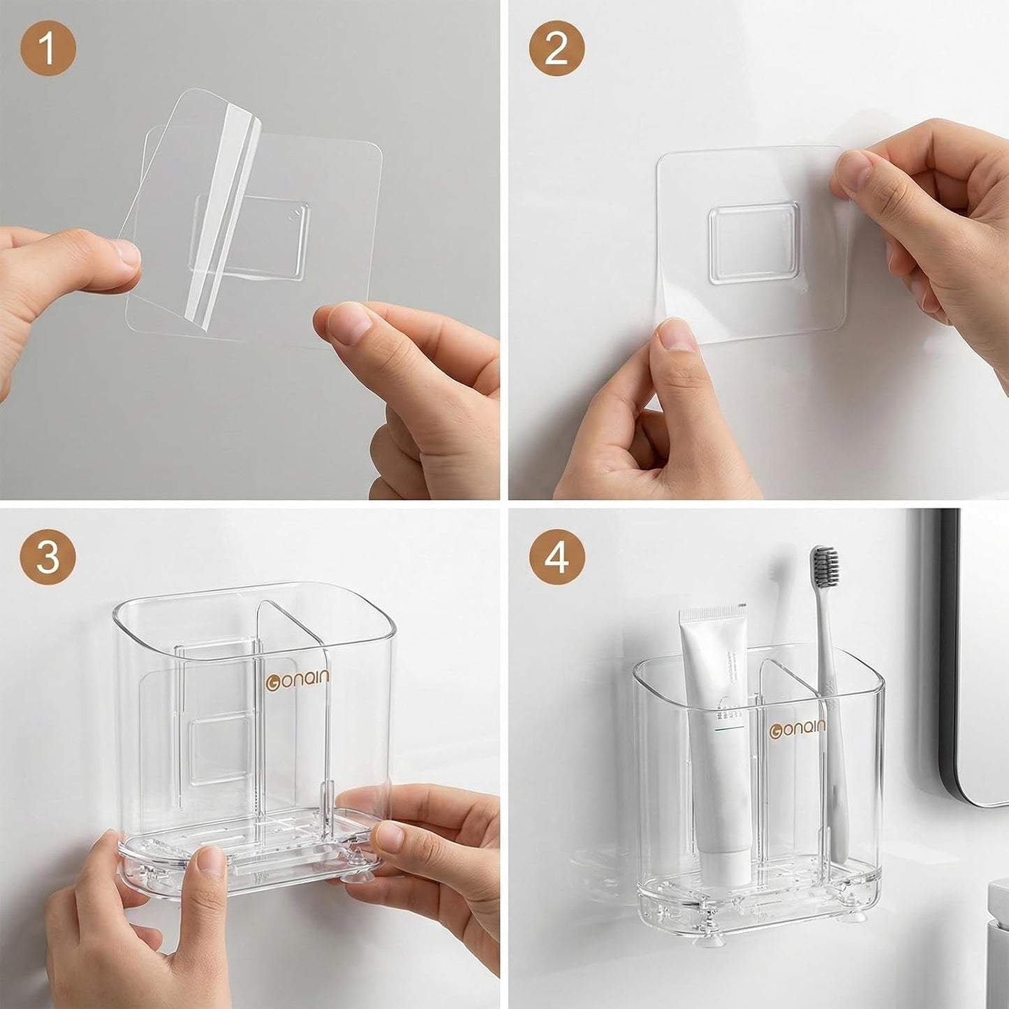 Toothbrush Holder for Bathroom Wall Mounted, 5 Slots Acrylic Toothbrush and Toothpaste Organizer Removable Dividers, Large Capacity Electric Toothbrush Holder for Family Bathroom Accessories, Clear