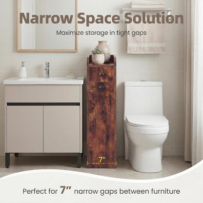 Tangkula Slim Bathroom Storage Cabinet, 4-Tier Narrow Small Side Storage Cabinet Next to Toilet, Slide Out Drawers on Casters, Bathroom Floor Organizer Toilet Paper Holder for Small Spaces (White)