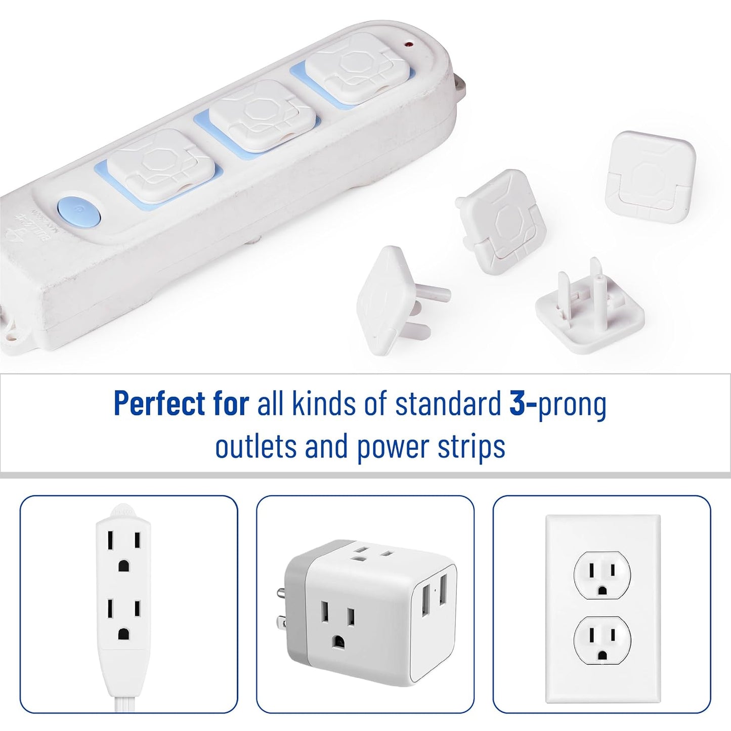 Bates Outlet Covers - Baby Proofing, 10 Pack, 3 Prongs, Child Proof