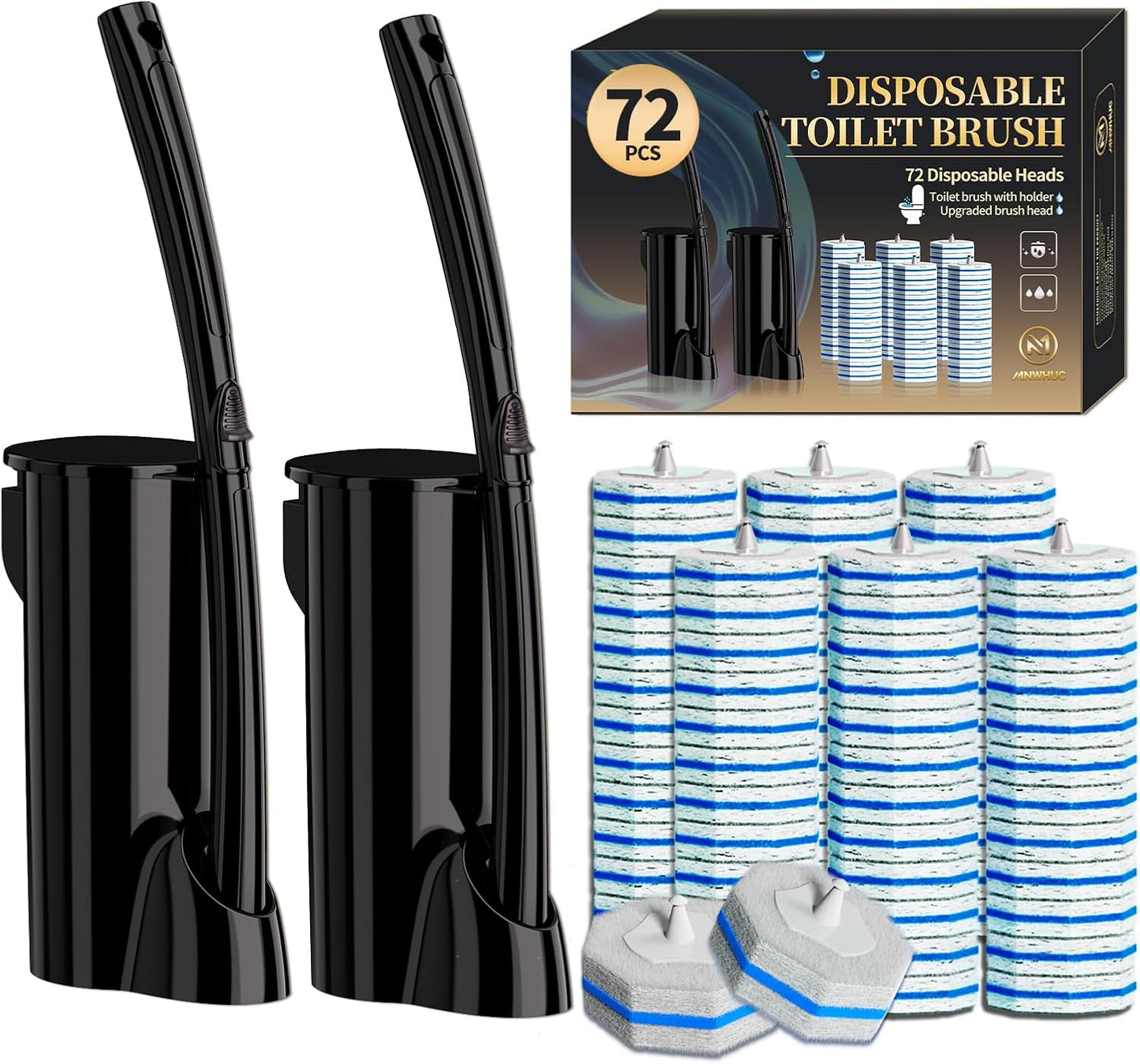 Disposable Toilet Bowl Brush with 36 Toilet Wand Refills Pads Replacement Heads, Toilet Cleaning Stick,Toilet Bowl Cleaner Wands Holder and Set, Toilet Cleaning System Starter Kit