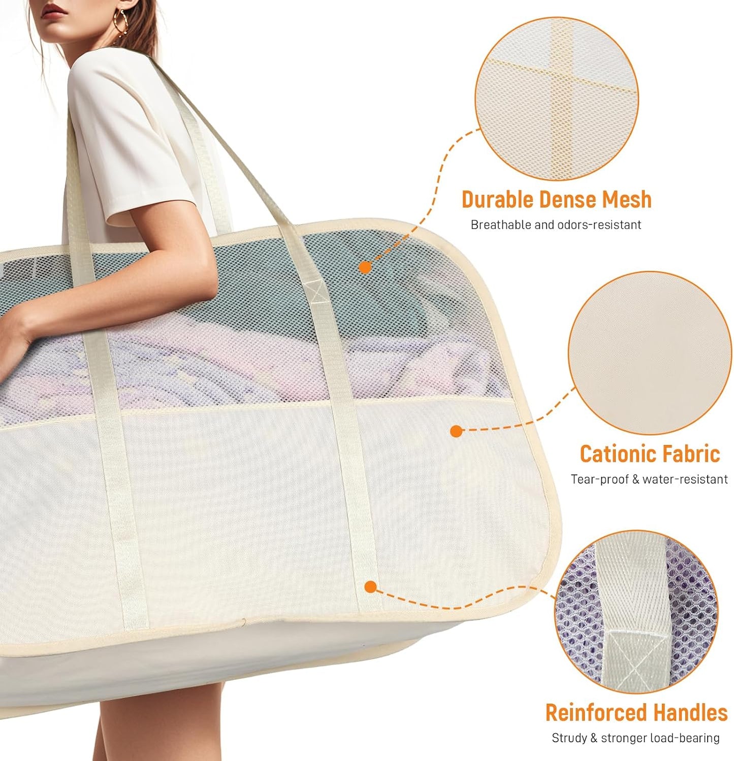 Collapsible Laundry Baskets with 3 Compartment, 150L Tear-proof Pop Up Hamper, Foldable Laundry Basket with Tote Handles, Dirty Clothes Hamper for Laundry, Bedroom, Bathroom, Dorm Grey