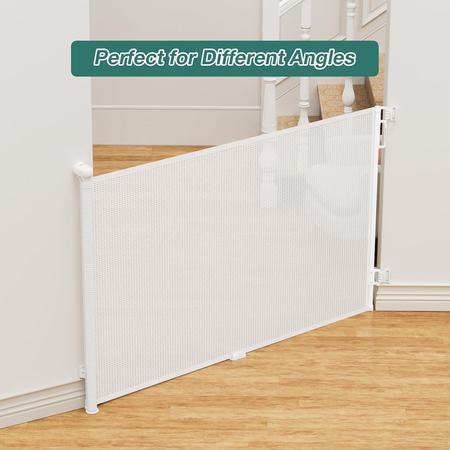 Babepai Retractable Baby Gates Extra Wide | 55" Wide x 34" Tall Dog Gates for Stairs | Indoor/Outdoor Use | Child Gates for Doorways, Deck, Porch, Hallways, Patio - Gray