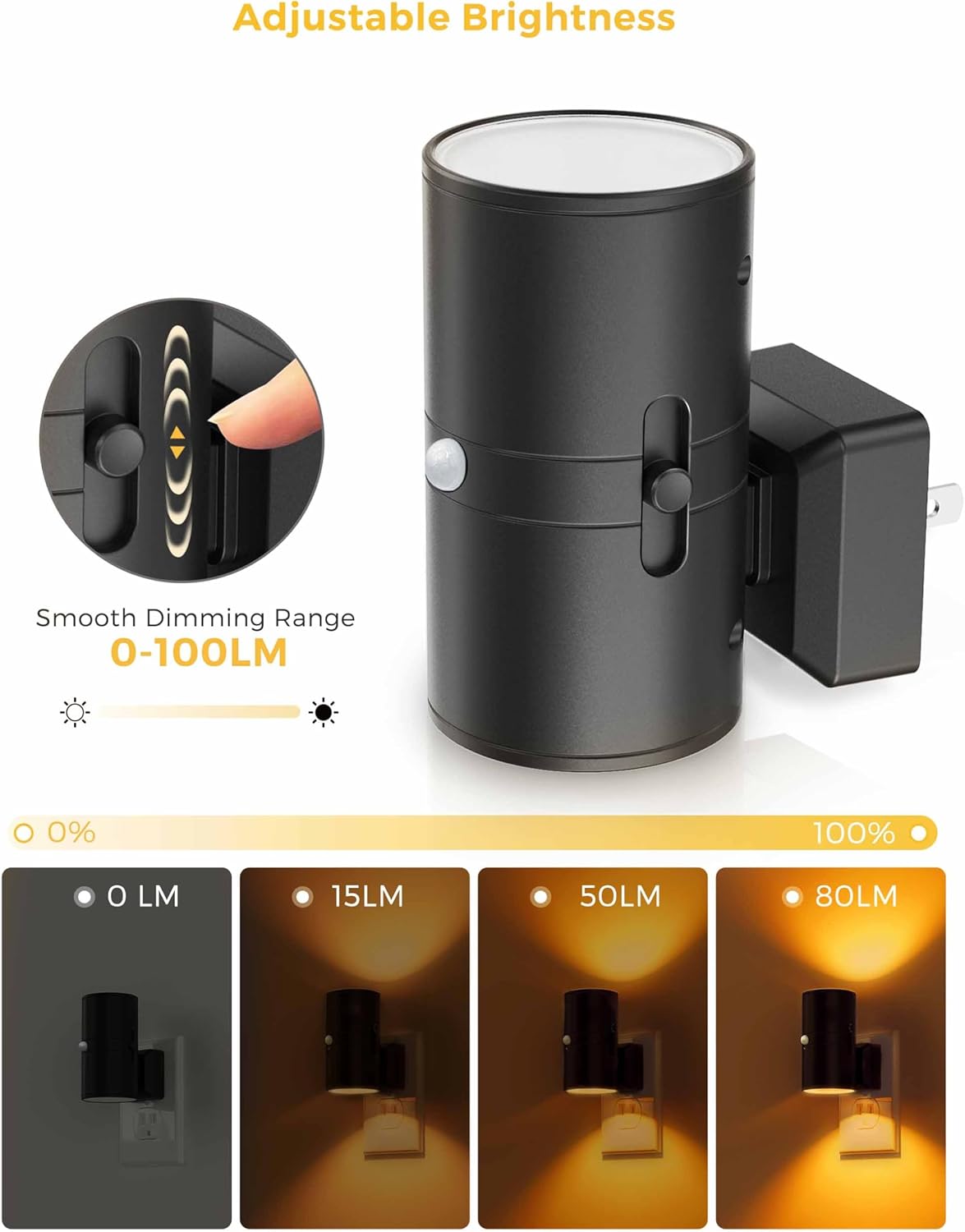 L LOHAS LED Motion Sensor Night Light, Dimmable Night Lights Plug into Wall, Plug in Nightlight, Motion Sensor Light Indoor for Bathroom Hallway Bedroom Stairs Kids Elderly [3000K,2 Pack]