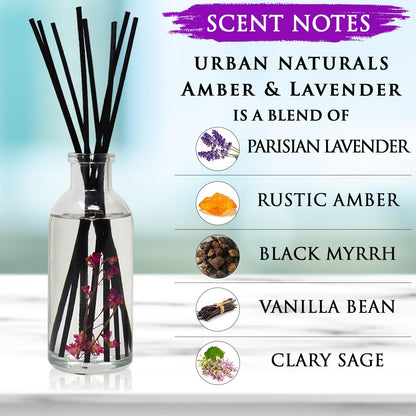 Urban Naturals Smoked Vanilla Reed Diffuser Set with Vanilla Bean, Sandalwood & Leather | Made in the USA - Colors A