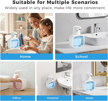 Automatic Foaming Soap Dispenser, 17oz/500ml Touchless Rechargeable with 4-Level Adjustable & IPX5 Waterproof - Level Display for Wall/Tabletop Use in Bathroom, Kitchen, Black