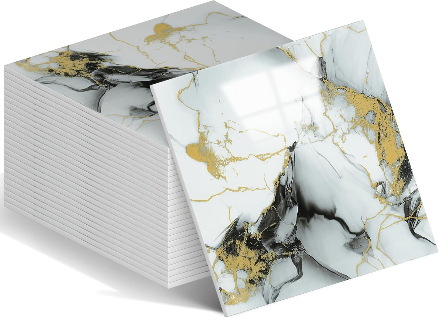 Peel and Stick Tile Shower Waterproof Marble Tiles Wall Panels, 11.8"x11.8" Self-Adhesive Backsplash Tile, 20 Pack