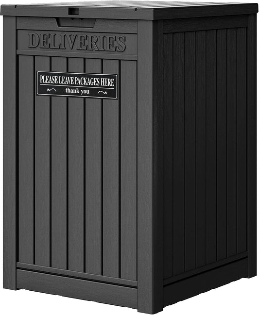 LHBGO Package Delivery Box for Outside, 48 Gallon Storage with Lockable Secure, Large Double Wall Resin Outdoor Package Delivery Waterproof Deck