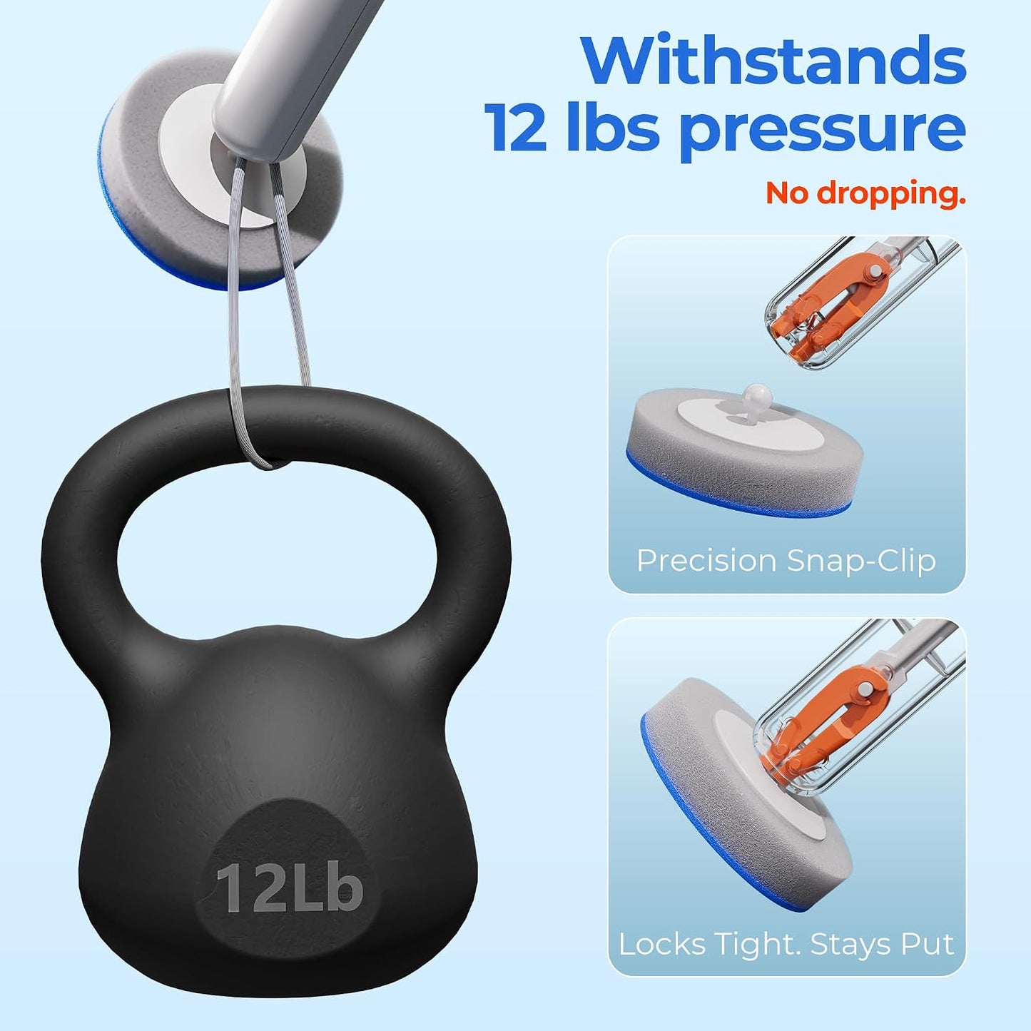 Disposable Toilet Brush and Holder Set - Hands-Free Eject Sponge Toilet Wand with Floor Standing Caddy, Secure-Lock Hangable Toilet Scrubber