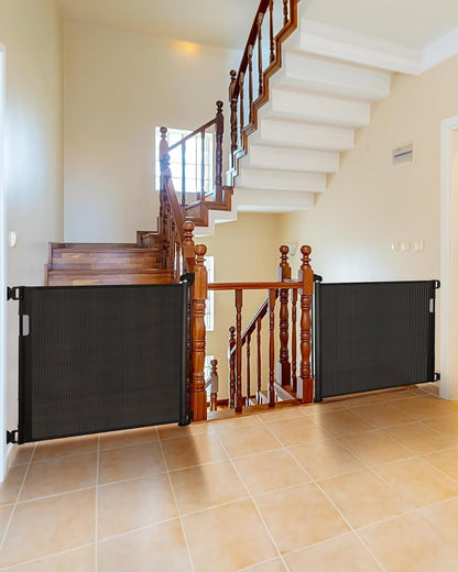 Veraste Retractable Baby Gate for Doorways and Stairs, Mesh Safety Gate for Pet, Indoor & Outdoor Use, One-Hand Operation, Easy Installation, 33.6" Tall, Expands to 55" Wide（White,33.6"x55"