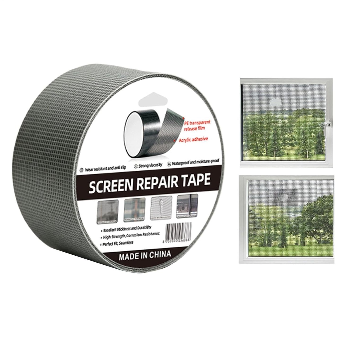 Window Mesh Screen Repair | Self-Adhesive Flexible Patch Tape | Window Screen Replacement Kit | for Patio Porch RV Balcony Tent Camper Apartment