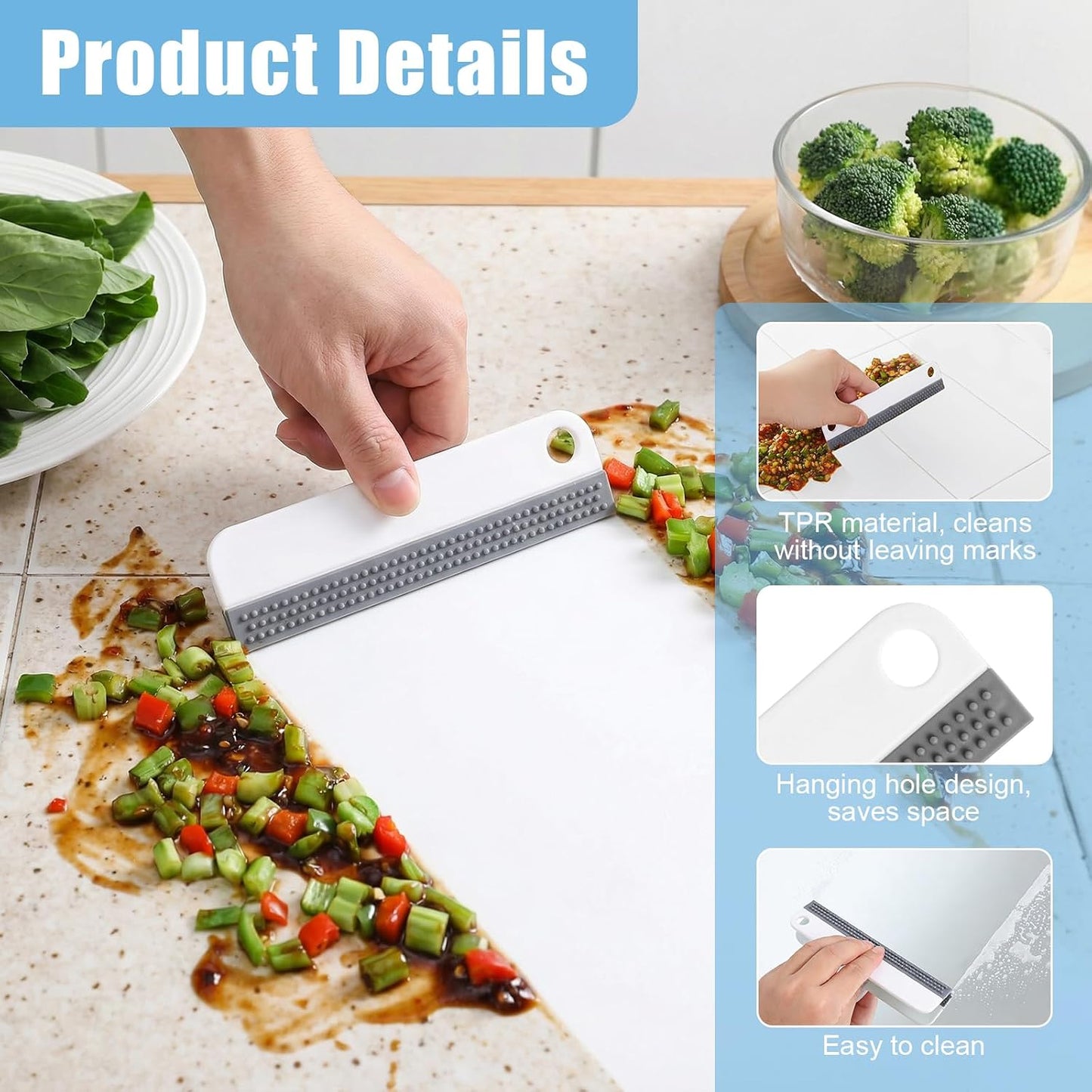 Small Rubber Squeegee, All-Purpose Mini Soft Rubber Window Squeegee Silicone Mini Kitchen Countertop Scraper for Cleaning Sink, Counter, Tiles,Car Windows and Side Mirrors