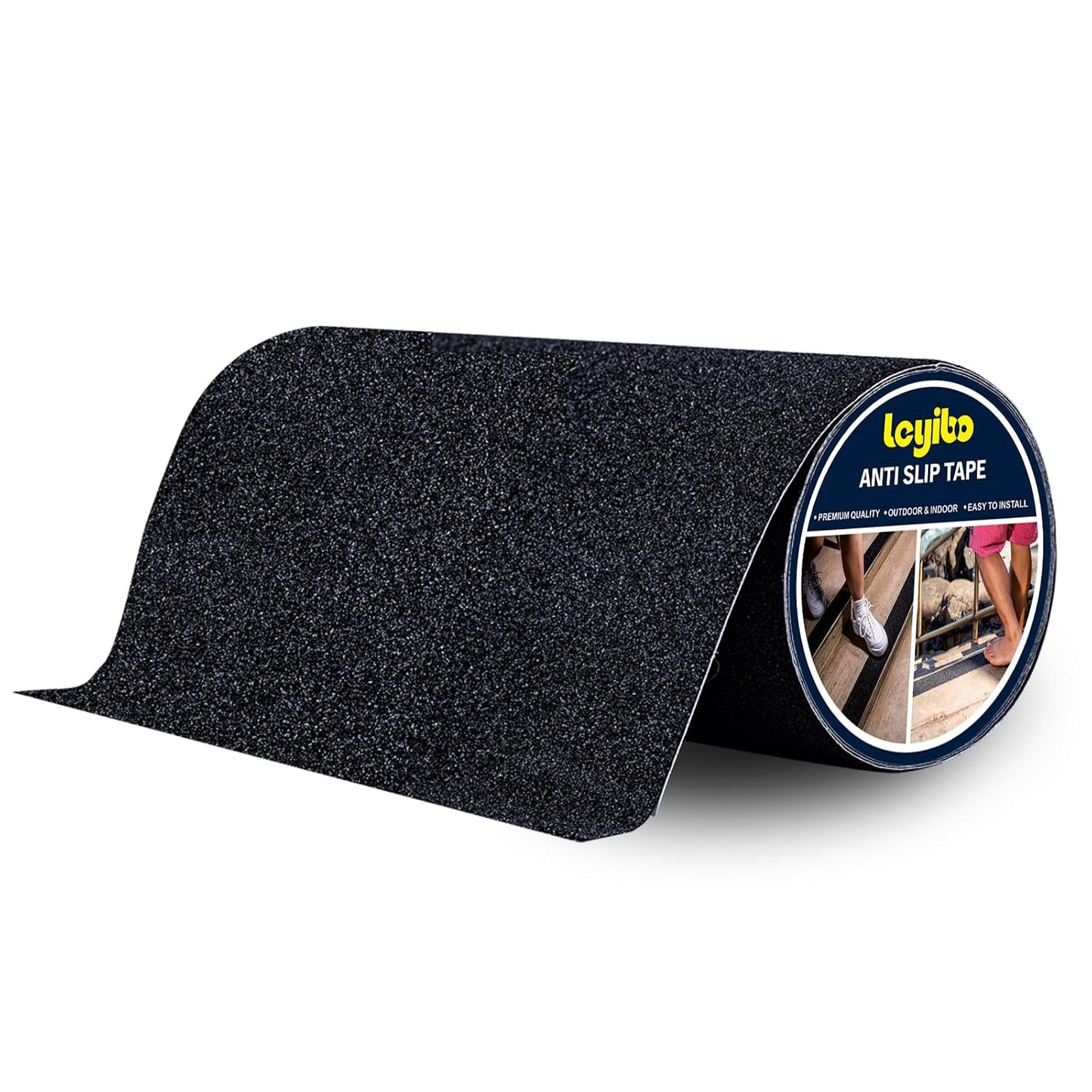 Anti Slip Tape, 12 Inch x 16 Ft Grip Tape for Stairs Outdoor/Indoor, Waterproof Non Skid Roll for Stair Treads Non Slip, High Traction Friction Abrasive Adhesive Stair Steps - Black