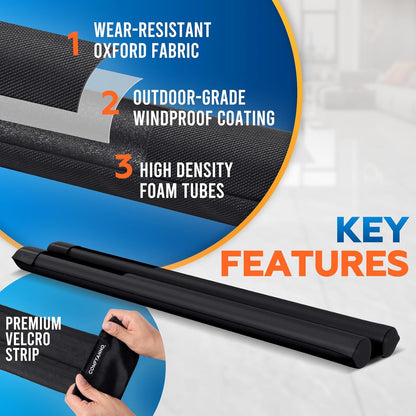 Comfyanno Under Door Draft Stopper - Bottom Door Seal & Gap Filler- Fits 30” to 36” Door, Block Noise, Sound, Air, Bugs, Dust, Easy to Install, Double Side Block, No Adhesive, Black