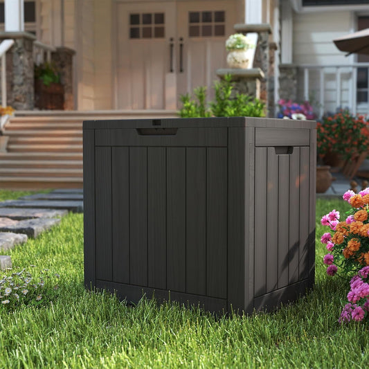 200 Gallon Deck Boxes Outdoor Waterproof, Outdoor Storage Box with Lockable Lid & UV-Resistant for Patio Furniture, Outdoor Cushions, Garden Tools and Pool Supplies, Light Brown