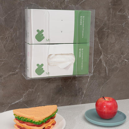 Cq acrylic Rubber Glove Holder for Wall Mount,Clear Disposable Glove Dispenser and Glove Box on Wall,Multipurpose Wall Floating Mask Dispenser and Medical Gloves Rack Storage,10.2”x16”x3.5” Pack of 1