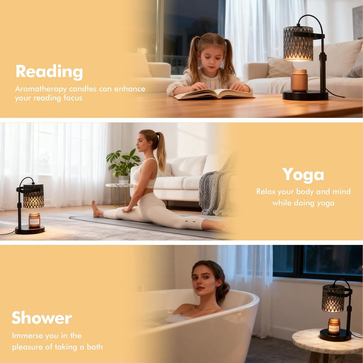 Candle Warmer Lamp with Timer & 4-Level Dimmer, Electric Wax Warmer for Jar Candles, Black Home Decor with 2 Bulbs, Gift for Women, Men, Housewarming