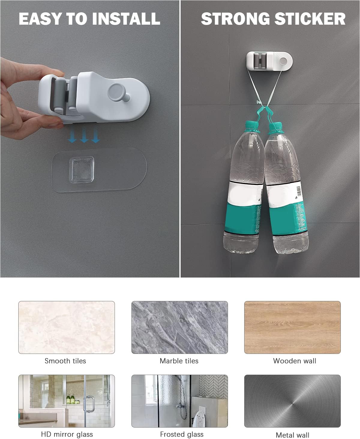 BEZOX Broom Holder, 3 PCS Wall Mount Mop Organizer Gripper, Self-adhesive Cleaning Suppliers Hanger Stands Rack for Bathroom, Kitchen, Garden, Garage Organization Storage