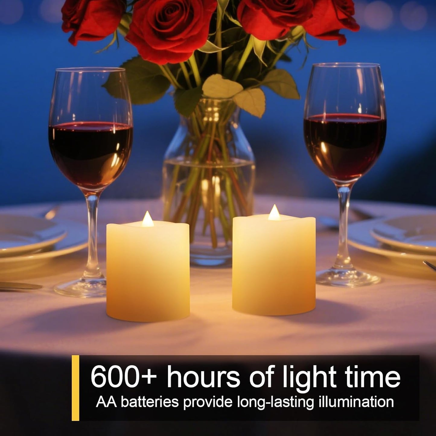 3x3 Flameless Candles with Remote Set of 2, 3 inch Battery Candles Flickering with Timer, LED Pillar Candle for Indoor/Outdoor, White