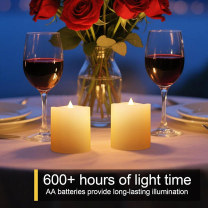 3x3 Flameless Candles with Remote Set of 2, 3 inch Battery Candles Flickering with Timer, LED Pillar Candle for Indoor/Outdoor, White