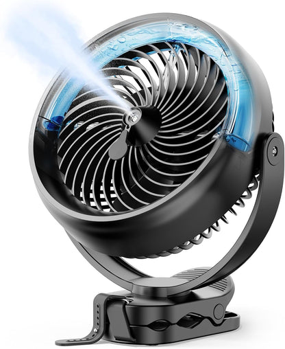 Koonie 8" Clip on Fan, 10000mAh Rechargeable Battery, Strong Airflow | 4 Speeds, Sturdy Clamp, Ideal Portable USB Desk Fan for Office, Golf Cart, Camping, Travel, Tent, Outdoor, Treadmill & Gym