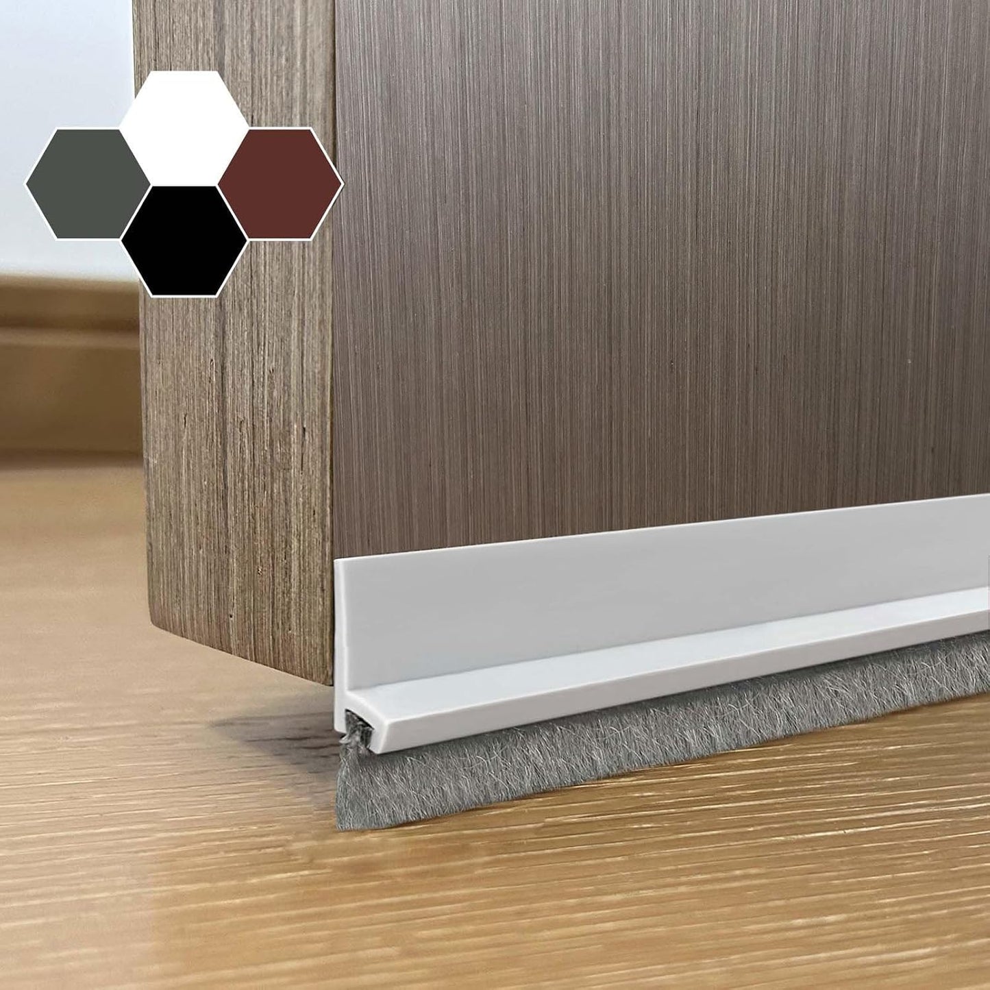 Door Sweep for Bottom of Door, Integrated Bottom Door Draft Stopper with Brush, Self-Adhesive Under Door Seal for Dust/Noise/Hot or Cold Air Insulation, Black 39.37" L/1" W