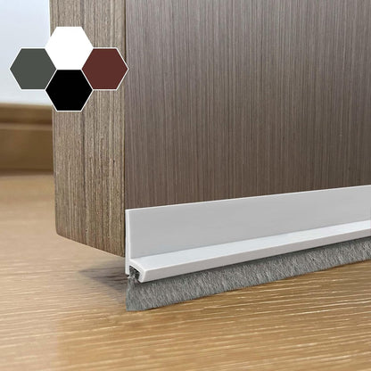 Door Sweep for Bottom of Door, Integrated Bottom Door Draft Stopper with Brush, Self-Adhesive Under Door Seal for Dust/Noise/Hot or Cold Air Insulation, Black 39.37" L/1" W